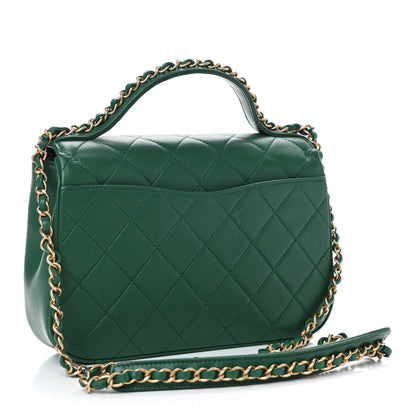 Chanel Lambskin Quilted Chain Infinity Top Handle Flap Green 2 of 4