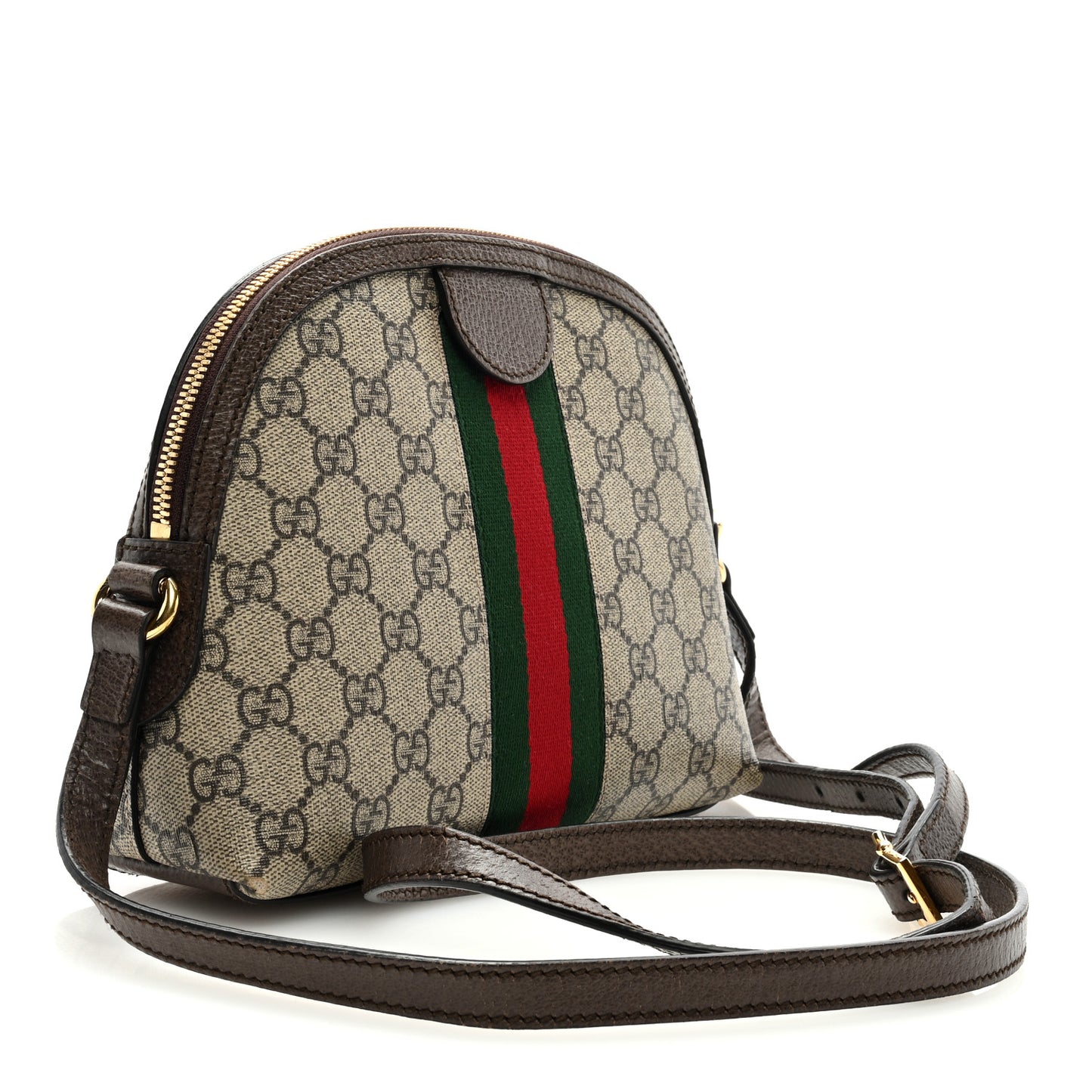GG Supreme Monogram Textured Dollar Calfskin Web Small Ophidia Dome Shoulder Bag Beige Ebony New Acero
