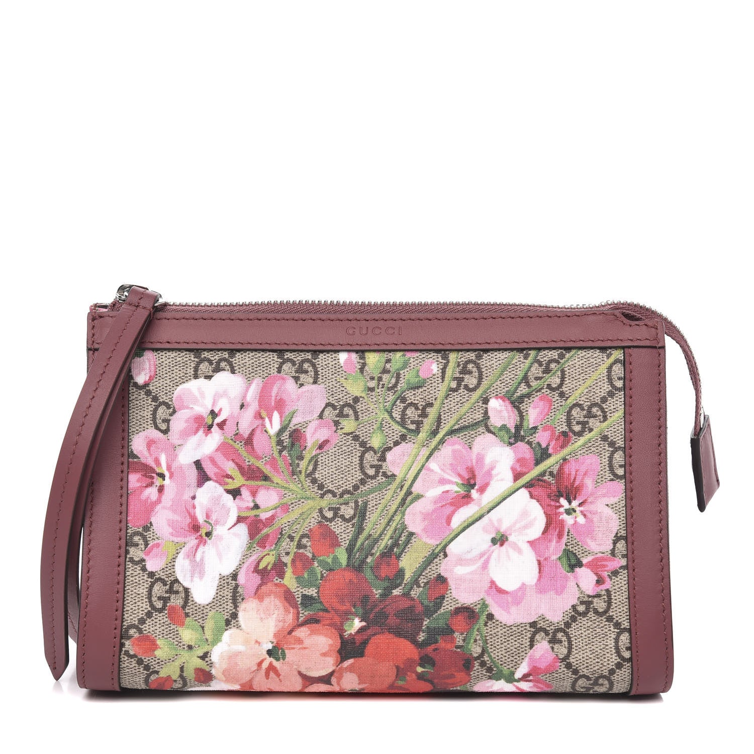 Gucci GG Supreme Monogram Blooms Small Cosmetic Case Beige Multicolor Dry Rose 1 of 11