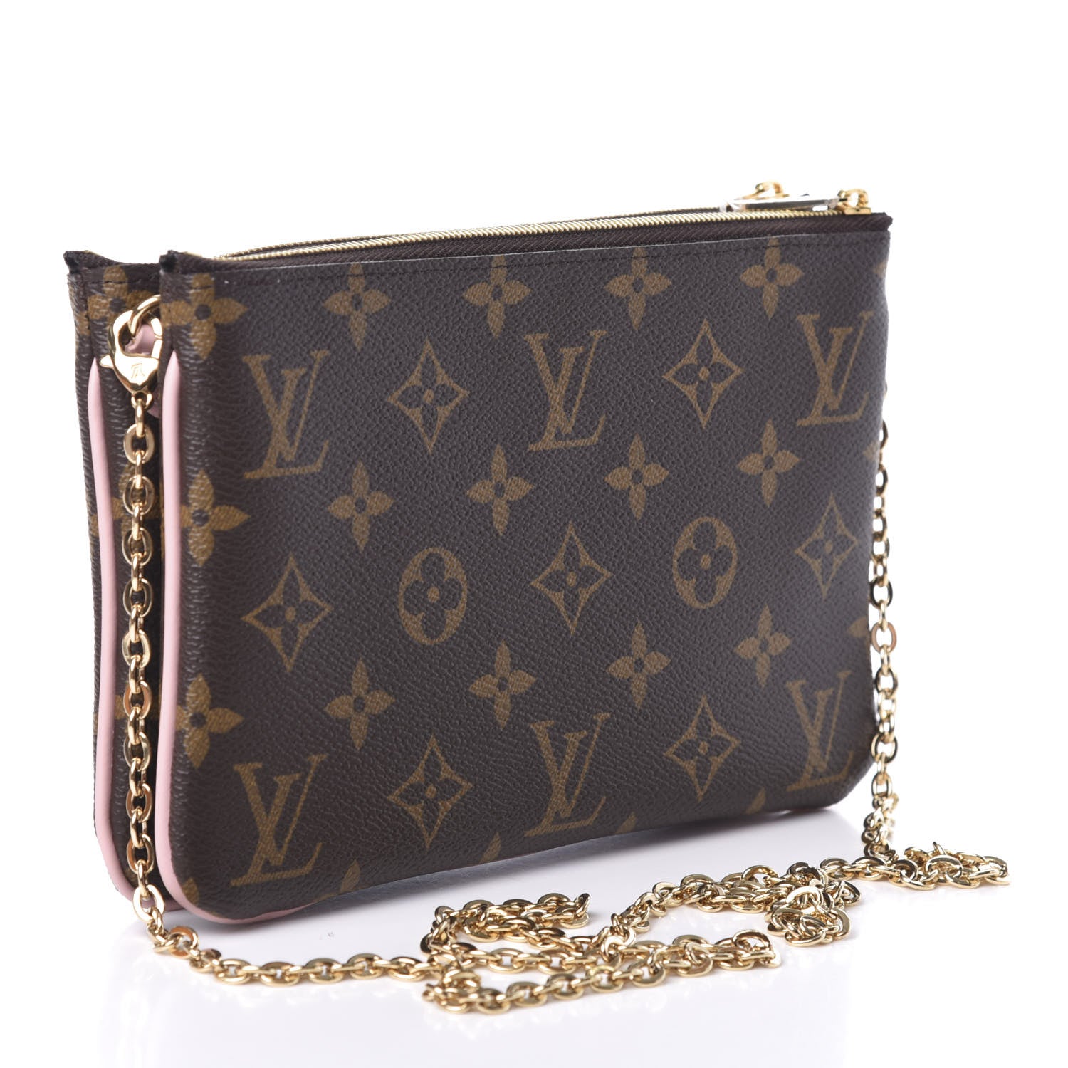Louis Vuitton Monogram 2020 Christmas Animation Big Wheel Double Zip Pochette Rose Ballerine 3 of 9