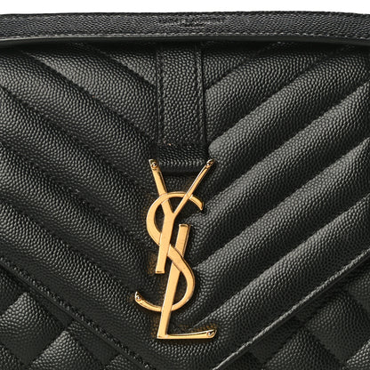Saint Laurent Grain De Poudre Textured Mixed Matelasse Triquilt Medium Monogram Satchel Black 9 of 11