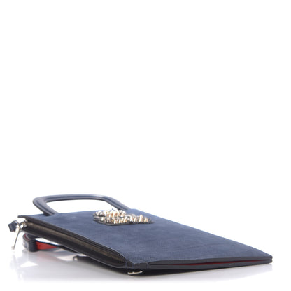 Christian Louboutin Calfskin Ecusson Clutch Bag Navy 4 of 8