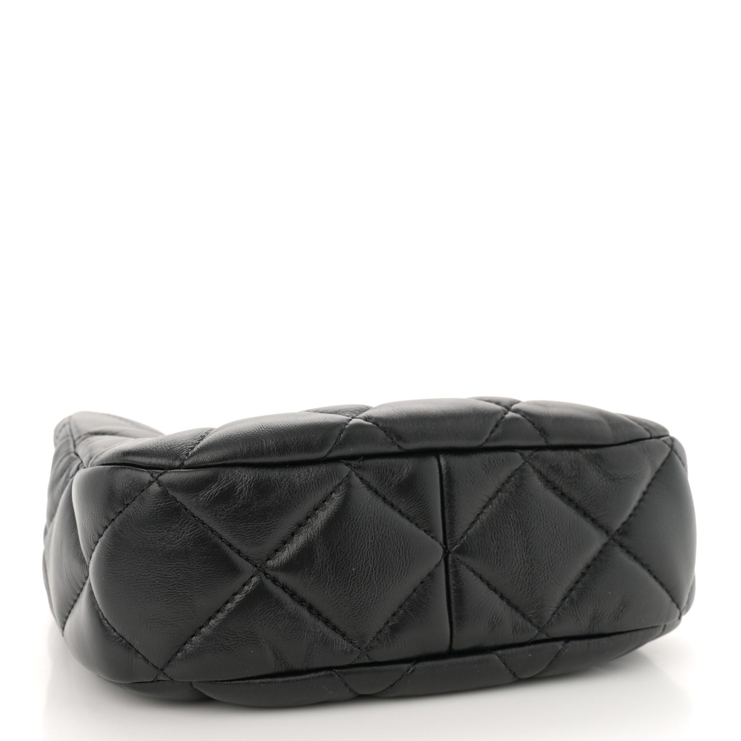 Lambskin Quilted Small Chain Hobo Black