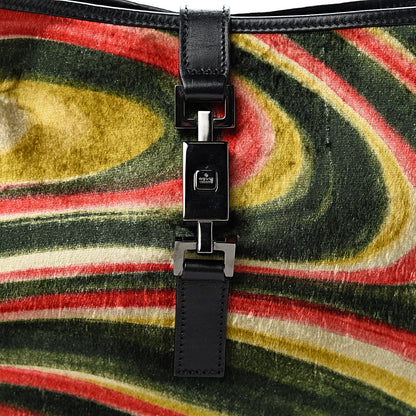 Gucci Velvet Calfskin Small Jackie O Hobo Green Red 8 of 10