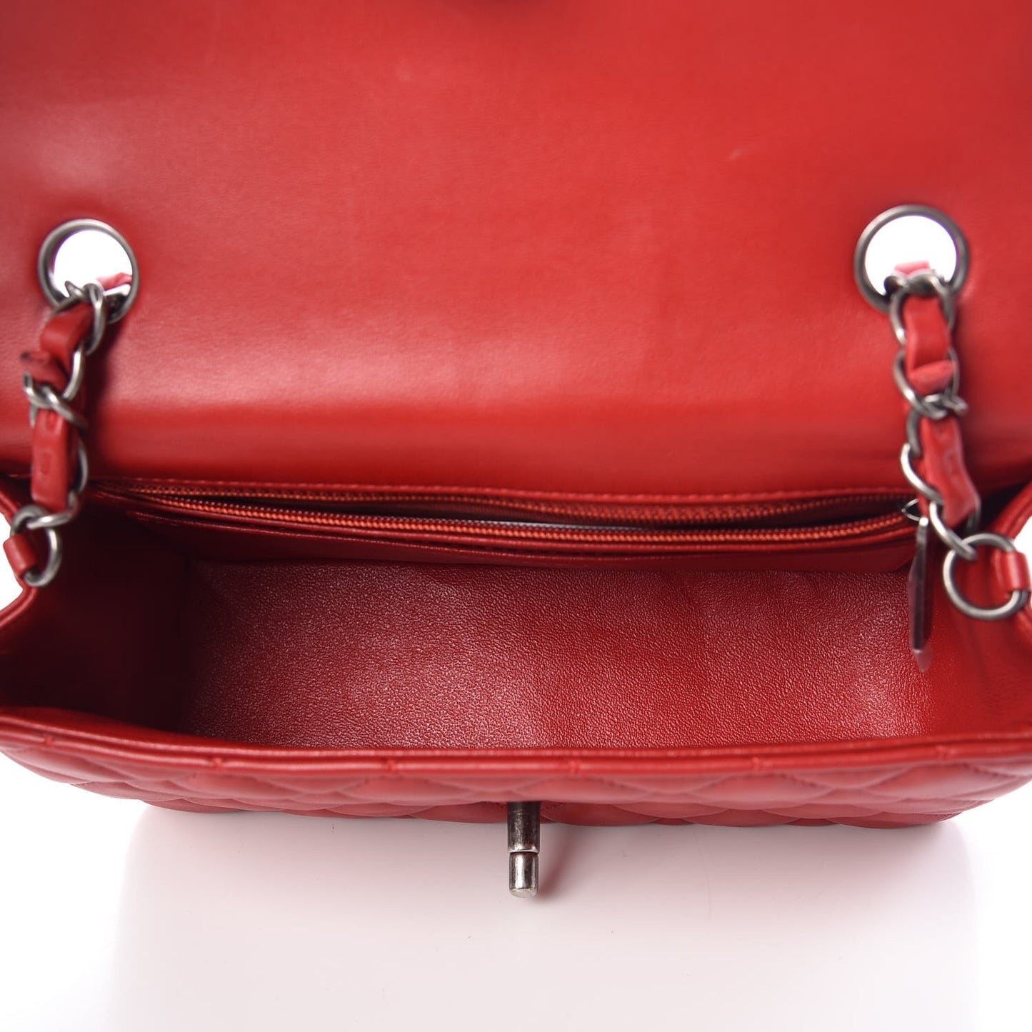 Lambskin Quilted Mini Rectangular Flap Red