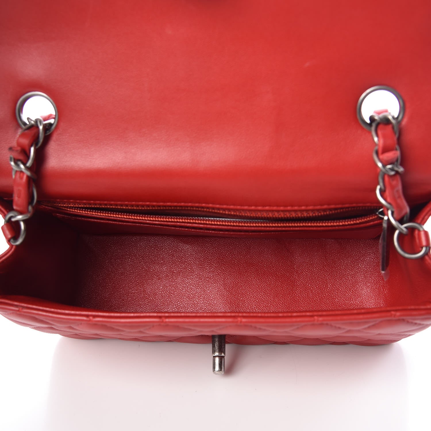Chanel Lambskin Quilted Mini Rectangular Flap Red 5 of 9