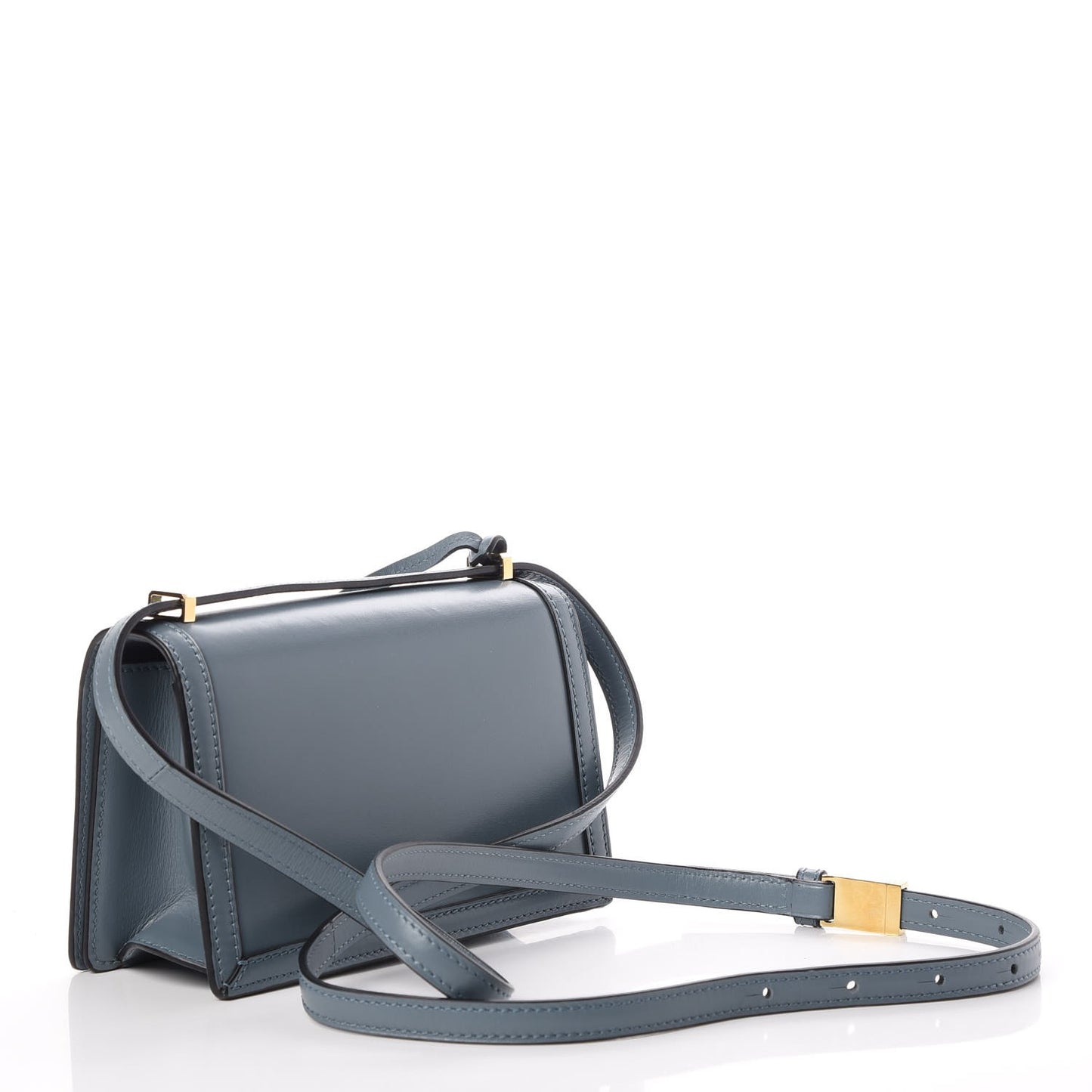 Calfskin Small Barcelona Shoulder Bag Stone Blue