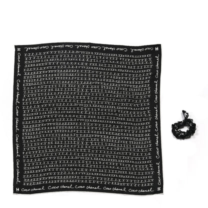 Chanel Silk CC Twilly Hair Tie Black White 1 of 6