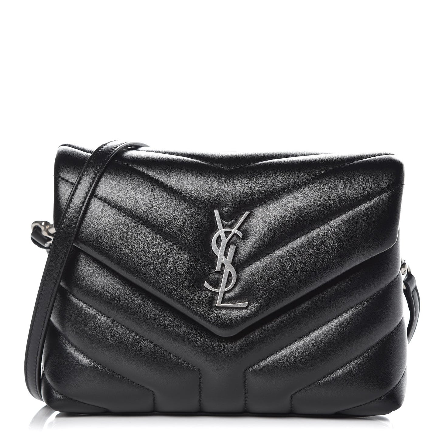 Calfskin Y Quilted Monogram Toy Loulou Crossbody Bag Black