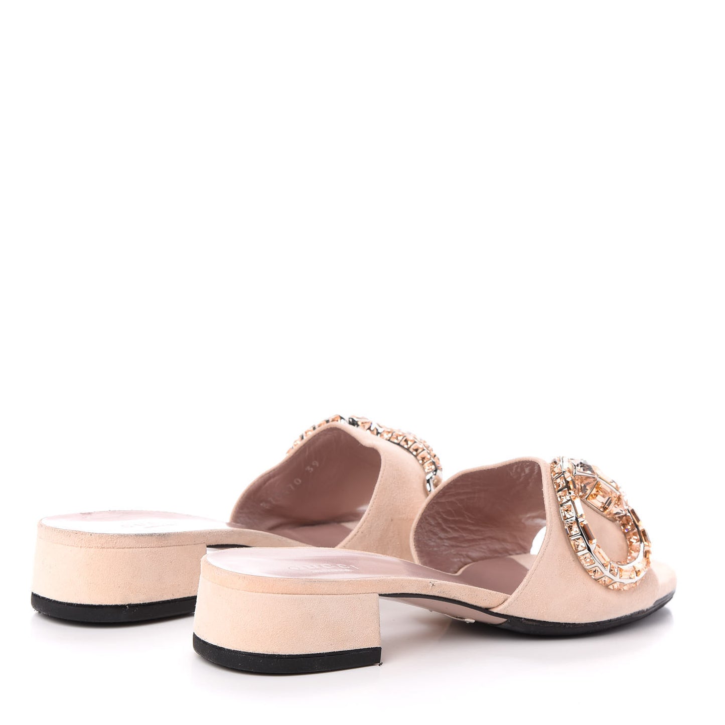 Suede Crystal Maxine Horsebit Slide Sandals 39 Blush Pink
