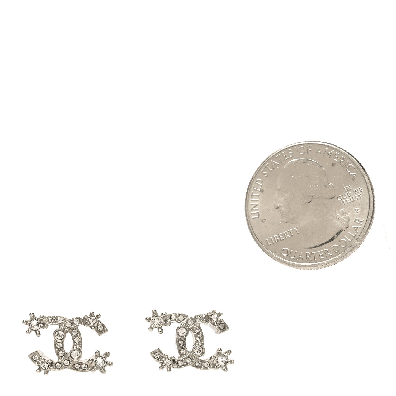 Chanel Crystal Snowflake CC Earrings Silver 2 of 4