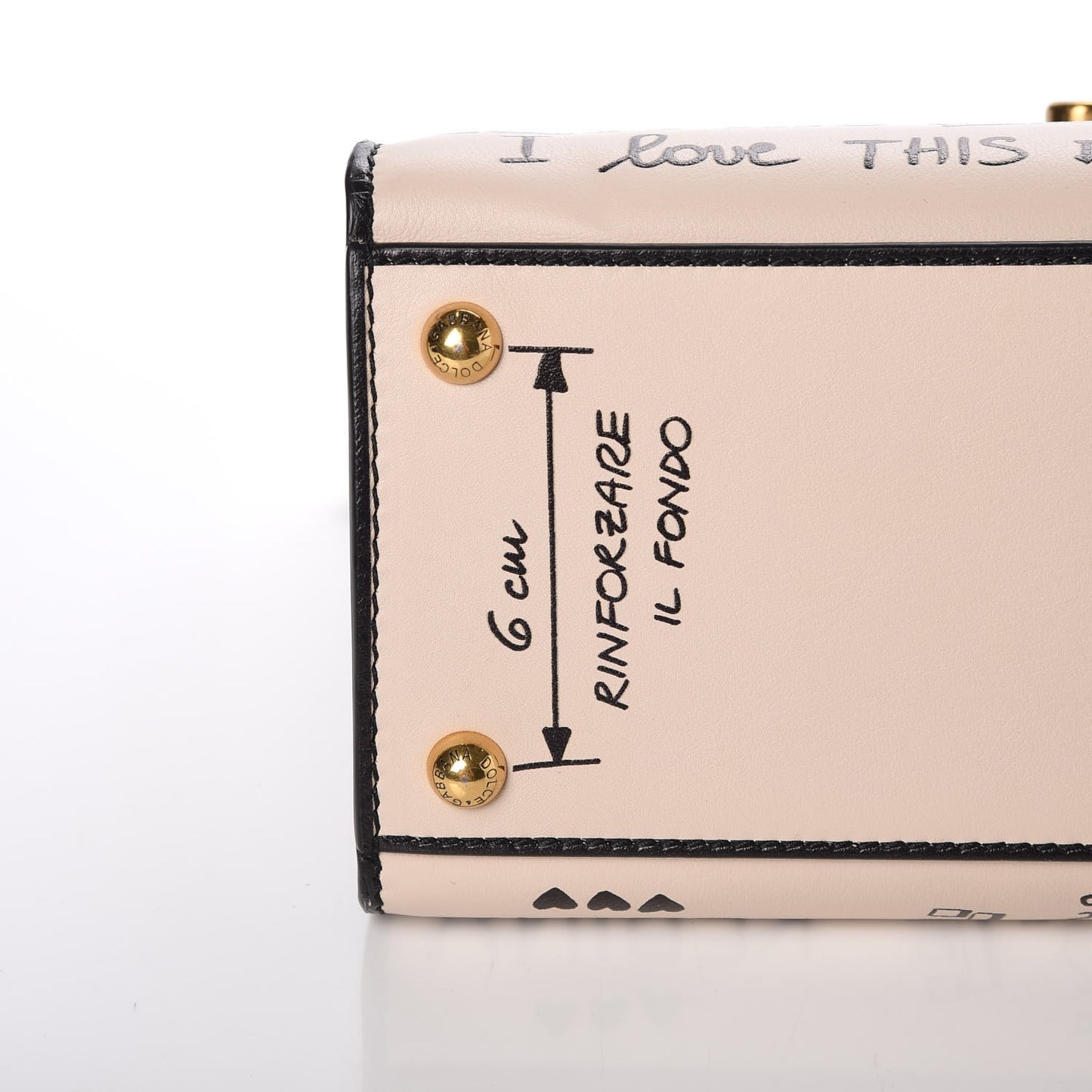 Calfskin Graffiti Printed Welcome Satchel White Black