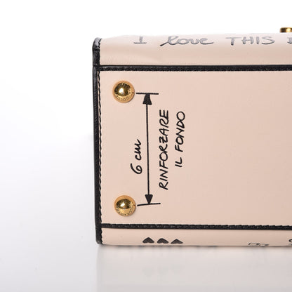 Dolce & Gabbana Calfskin Graffiti Printed Welcome Satchel White Black 10 of 12