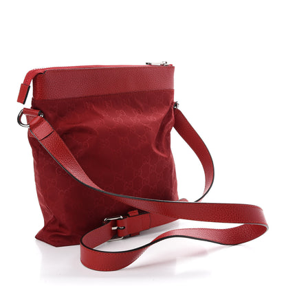 Gucci Nylon Monogram Dollar Calfskin Flat Messenger Bag Vibrant Red 3 of 11