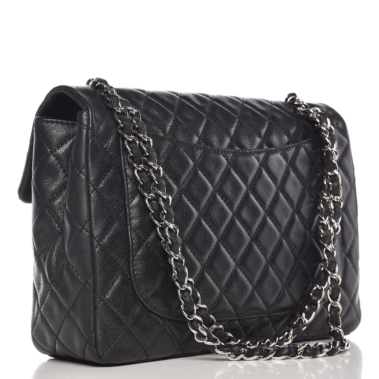 Chanel Washed Caviar Quilted Maxi Single Flap Black 4 of 10