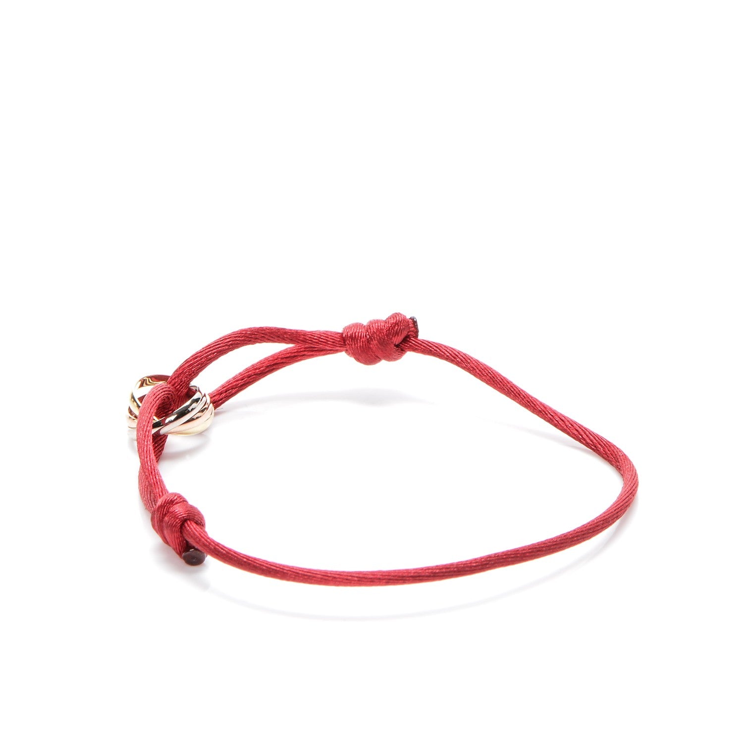 Cartier 18K Pink Yellow White Gold Trinity Cord Bracelet Red 3 of 6
