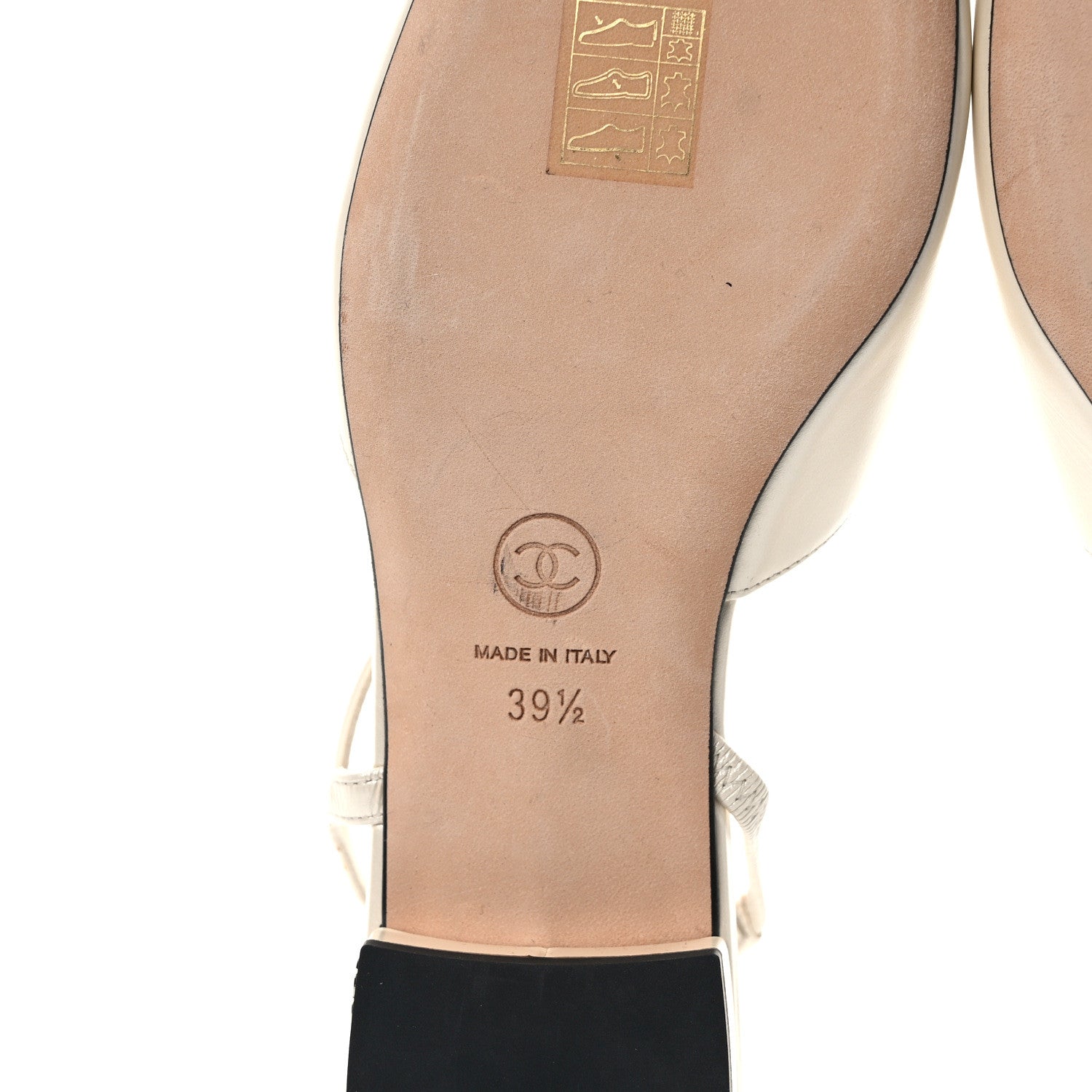 Chanel Iridescent Calfskin Cap Toe CC Slingback Pumps 39.5 White Black 6 of 7