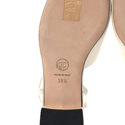 Chanel Iridescent Calfskin Cap Toe CC Slingback Pumps 39.5 White Black 6 of 7