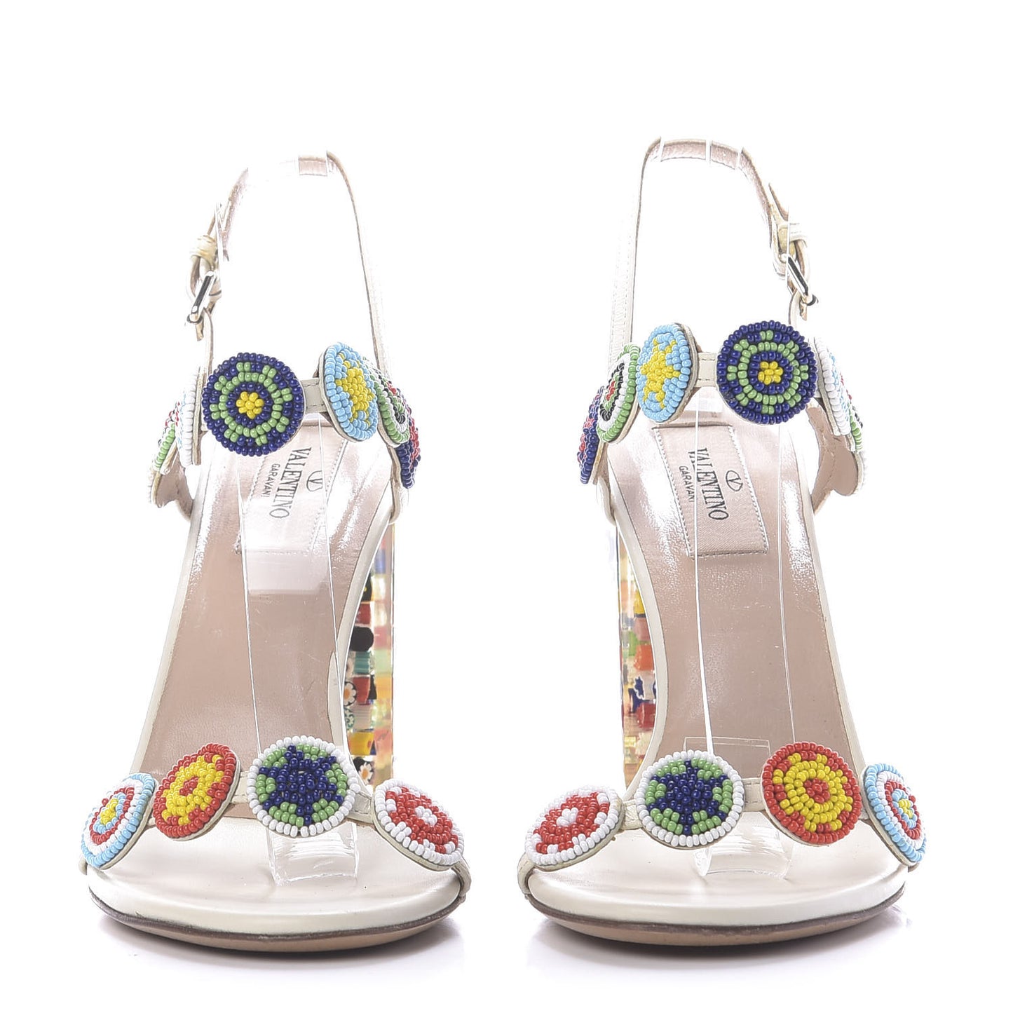 Nappa Beaded Medallion Sandals 37.5 White