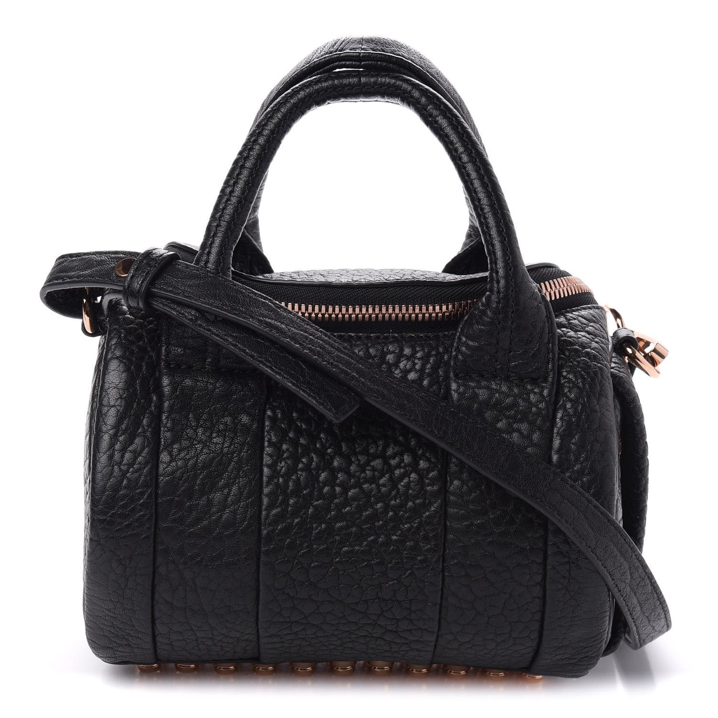 Pebbled Lambskin Mini Rockie Black Rose Gold Hardware