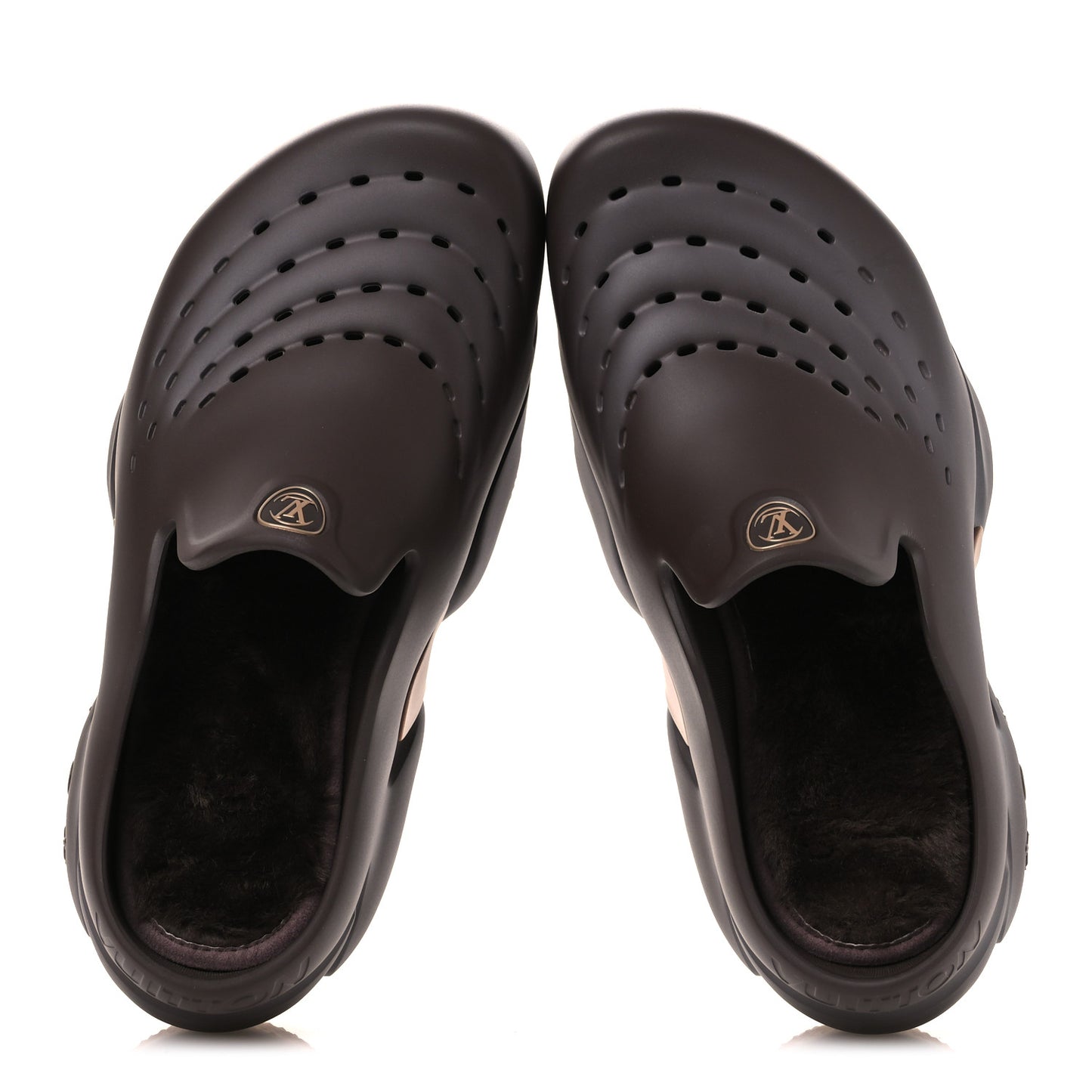 Rubber Mens LV Shark Clogs 8 Mocha