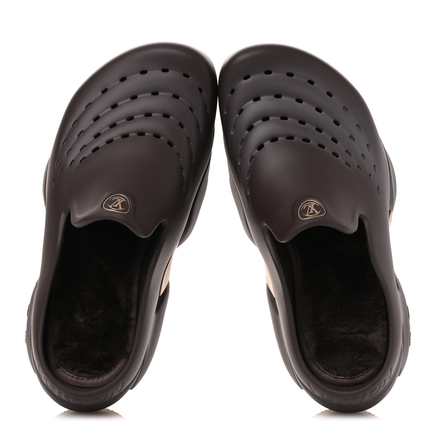 Louis Vuitton Rubber Mens LV Shark Clogs 8 Mocha 2 of 12