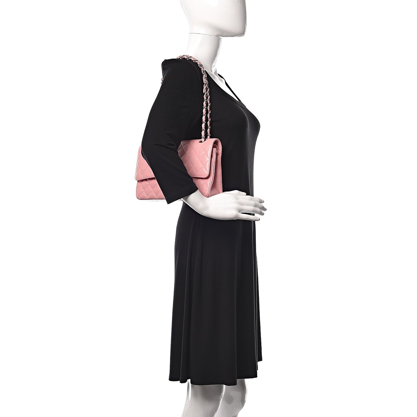 Caviar Quilted Medium Double Flap Pink