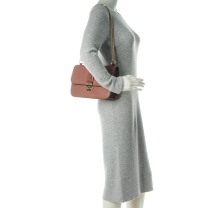 Valentino Garavani Pebbled Calfskin Monochrome Medium Glam Lock Rockstud Flap Brownish 2 of 7