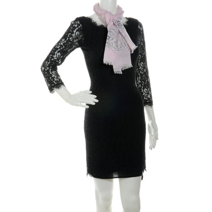 Chanel Cashmere Silk Logo Camellia Scarf Shawl Pink 2 of 5