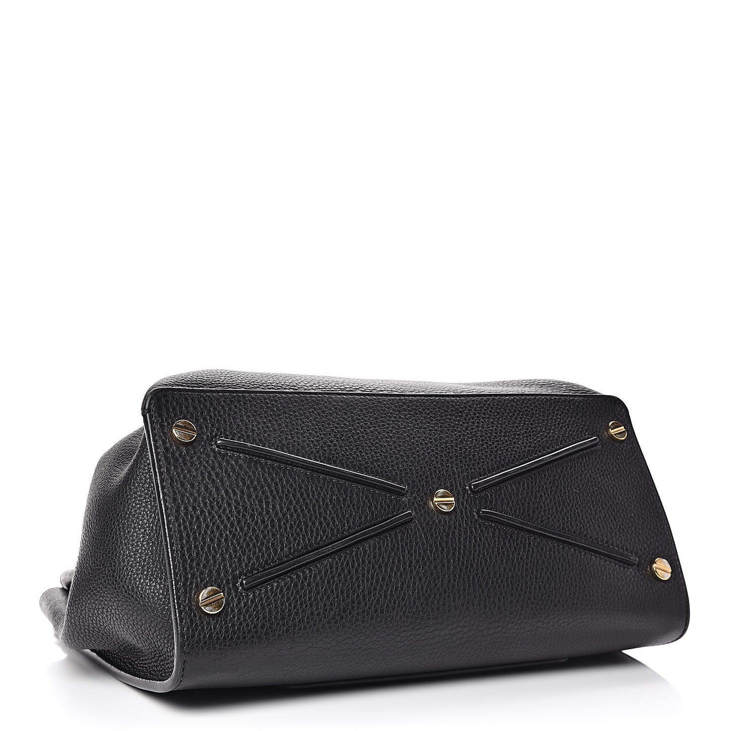 Pebbled Calfskin Large JoyLock Satchel Black
