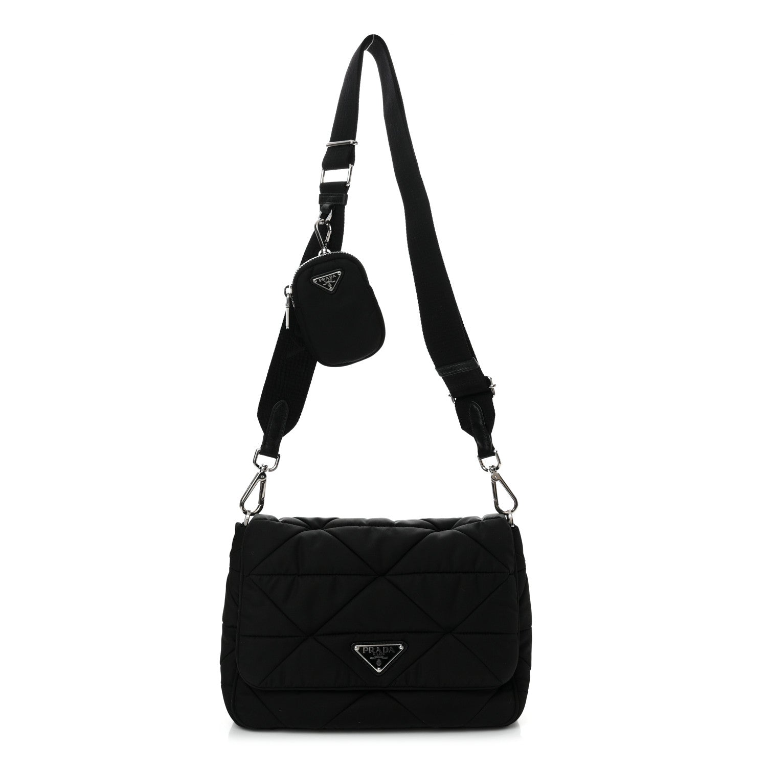 Prada Re-Nylon Quilted Padded Flap Shoulder Bag Black 1 of 11
