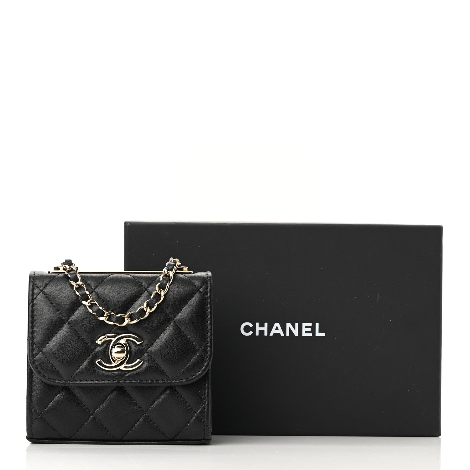 Chanel Lambskin Quilted Mini Trendy CC Clutch With Chain Black 11 of 11