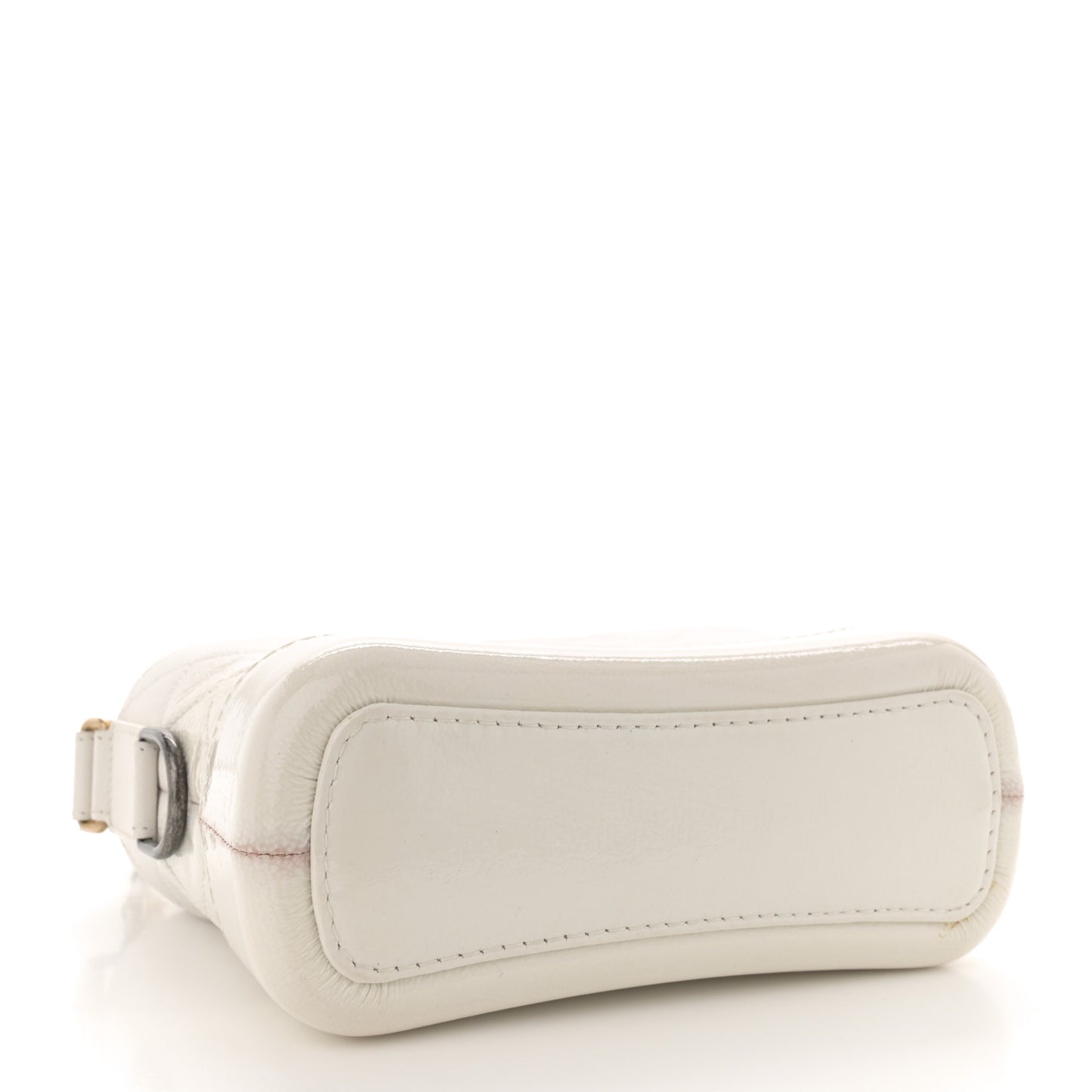 Patent Goatskin Quilted Small Gabrielle Hobo White