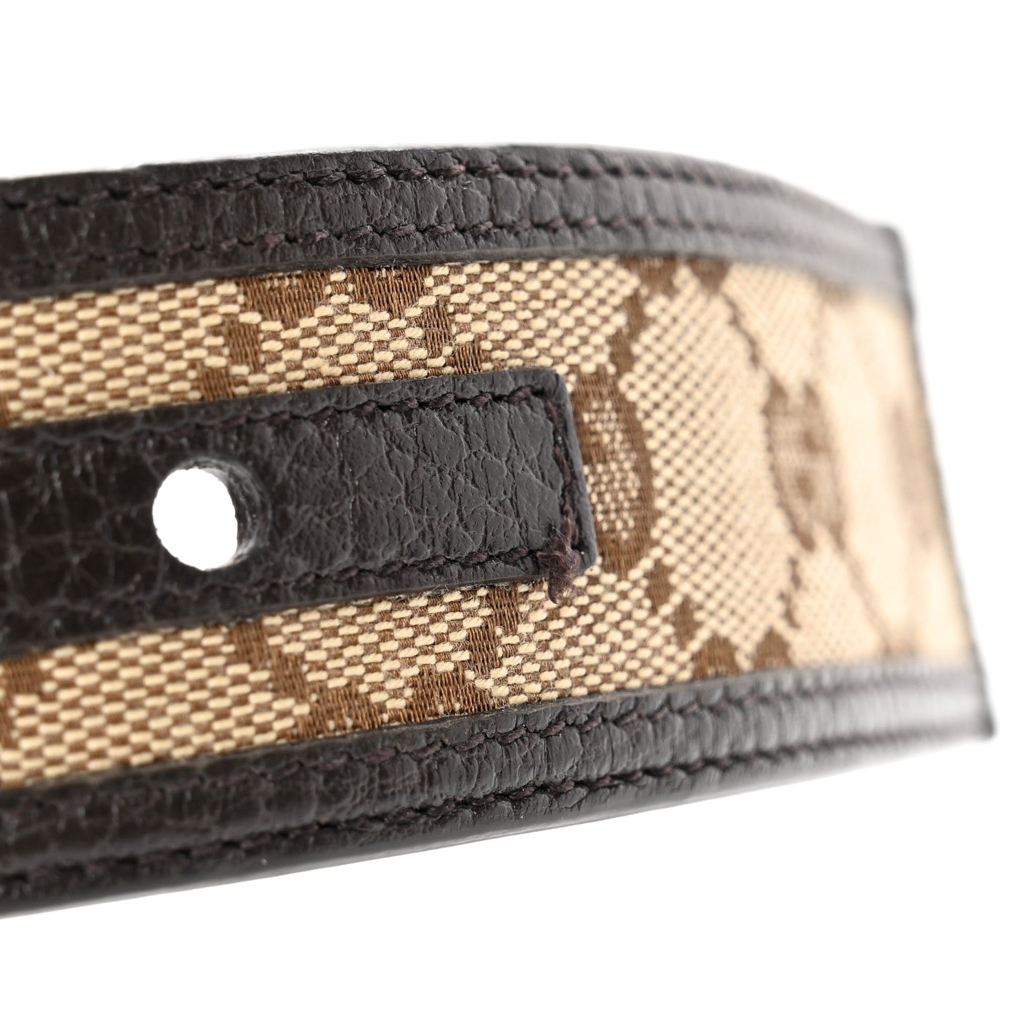 Gucci Monogram Dollar Calfskin 40mm Belt 85 34 Beige Ebony Testa di Moro 5 of 6