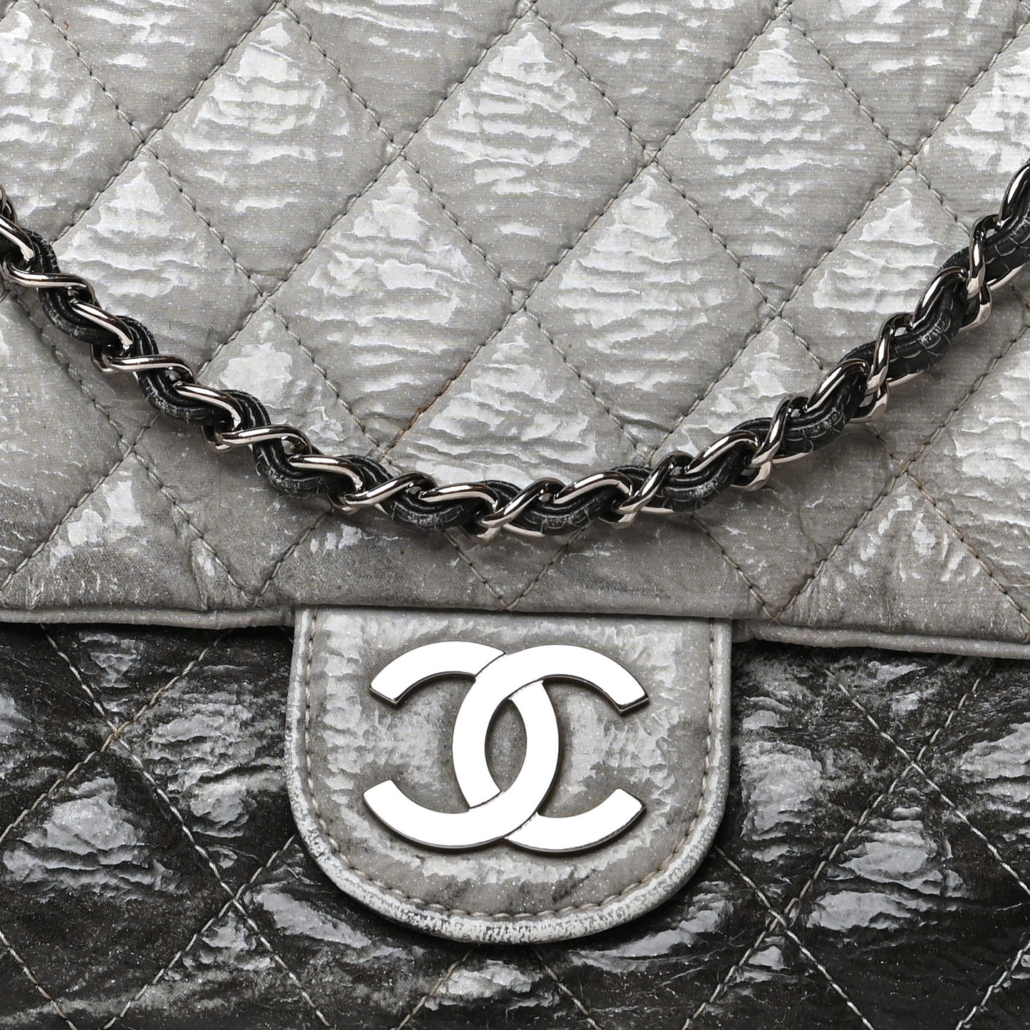 Vinyl Quilted Jumbo Melrose Degrade Flap Black