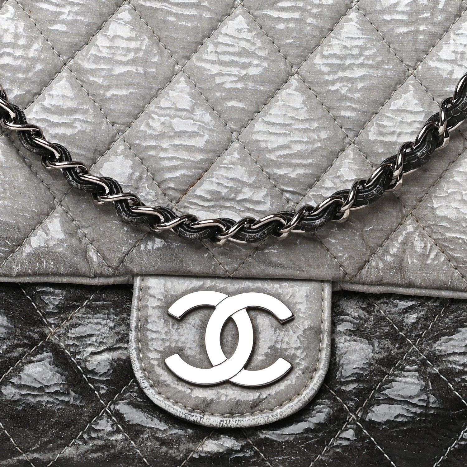 Chanel Vinyl Quilted Jumbo Melrose Degrade Flap Black 8 of 10