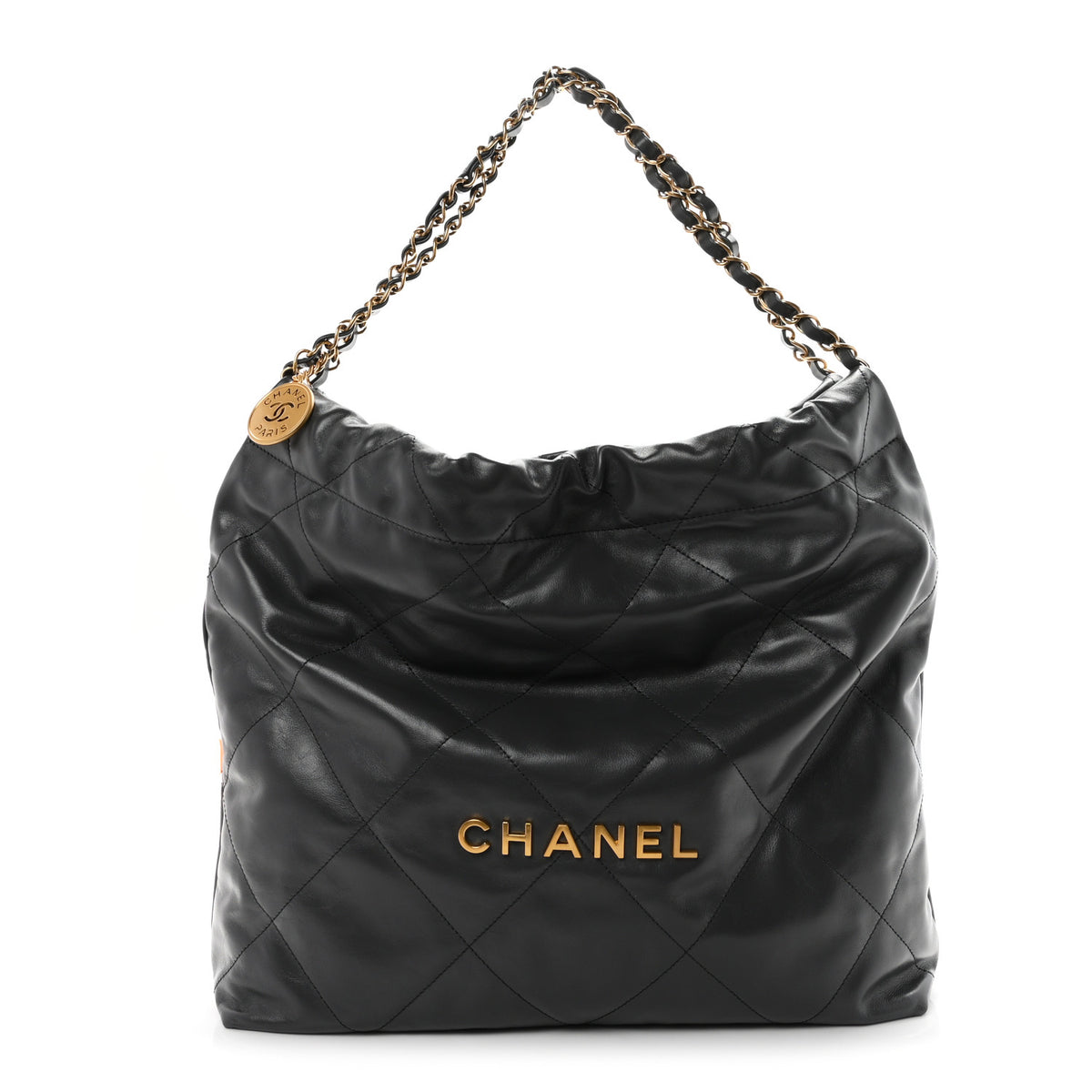 Chanel Shiny Calfskin Quilted Chanel 22 Dark Grey 1 of 12