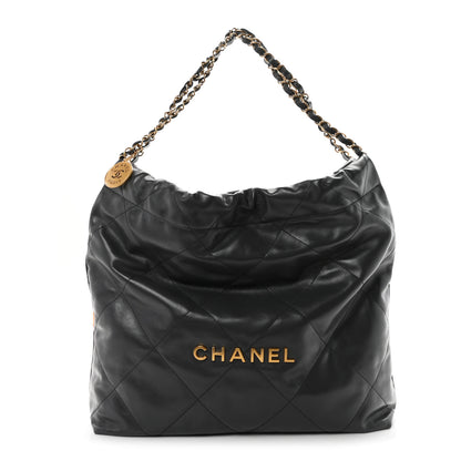 Chanel Shiny Calfskin Quilted Chanel 22 Dark Grey 1 of 12