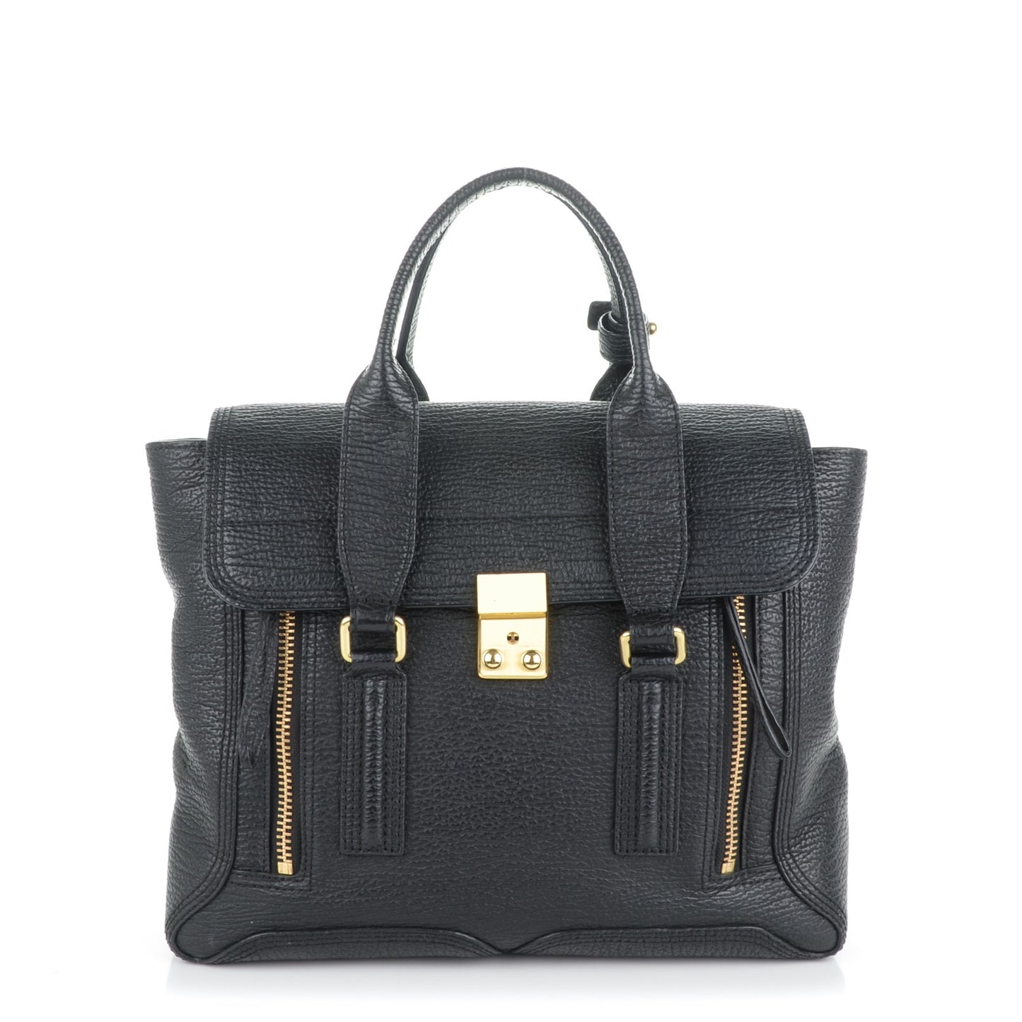 3.1 Textured Calfskin Medium Pashli Satchel Black