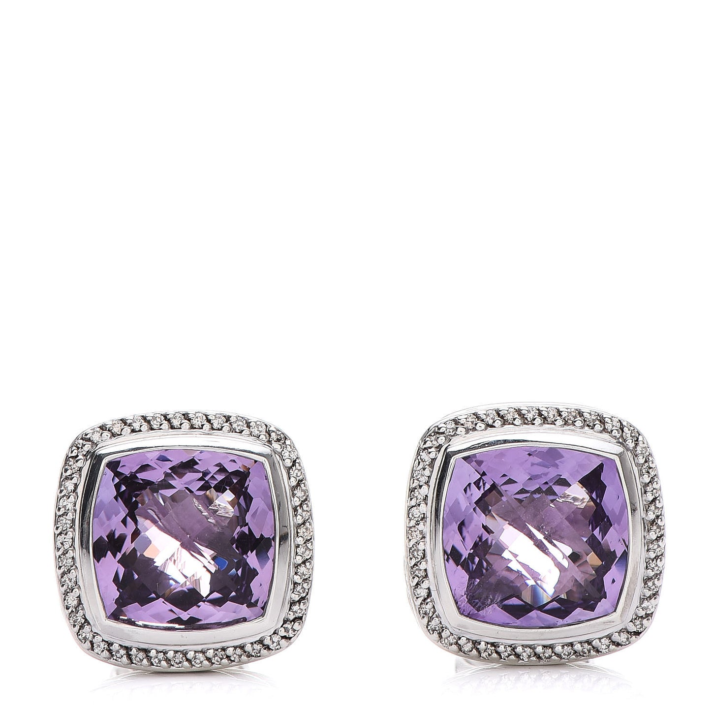 Sterling Silver Diamond Amethyst 14mm Albion Earrings