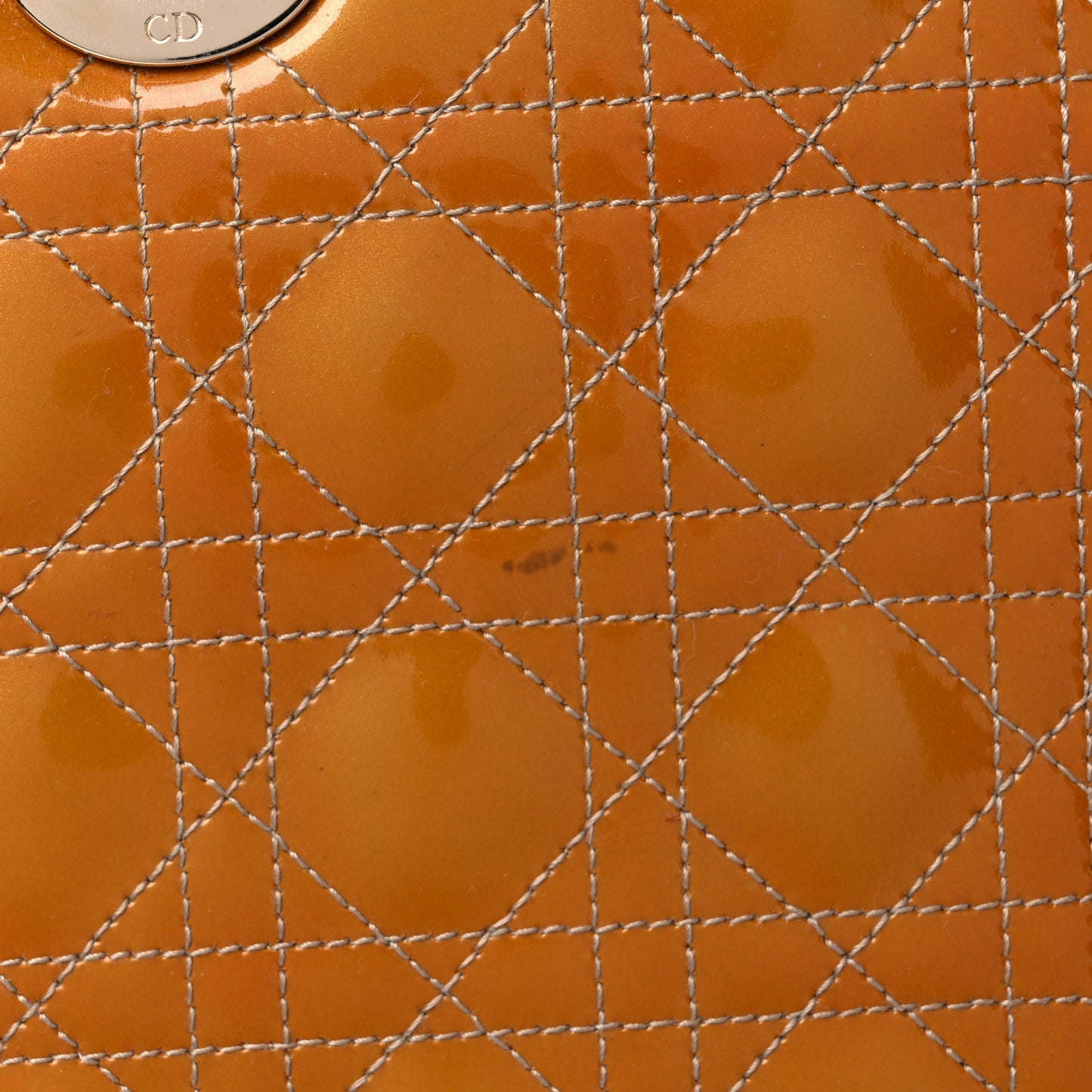 Metallic Patent Cannage Medium Lady Dior Yellow