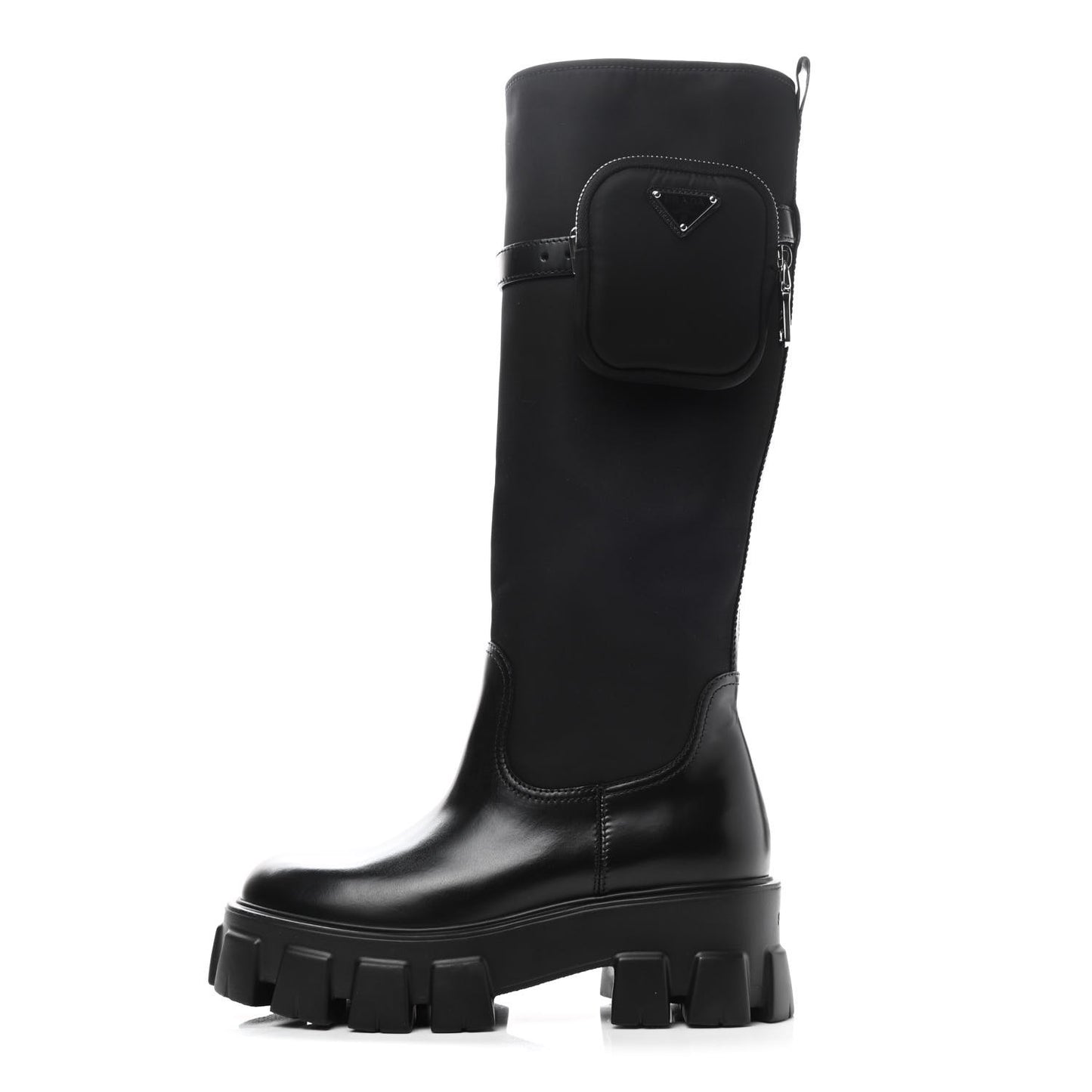 Spazzolato Rois Re-Nylon Metal Triangle Logo Monolith Pouch Pocket 55mm Tall Boots 38 Black