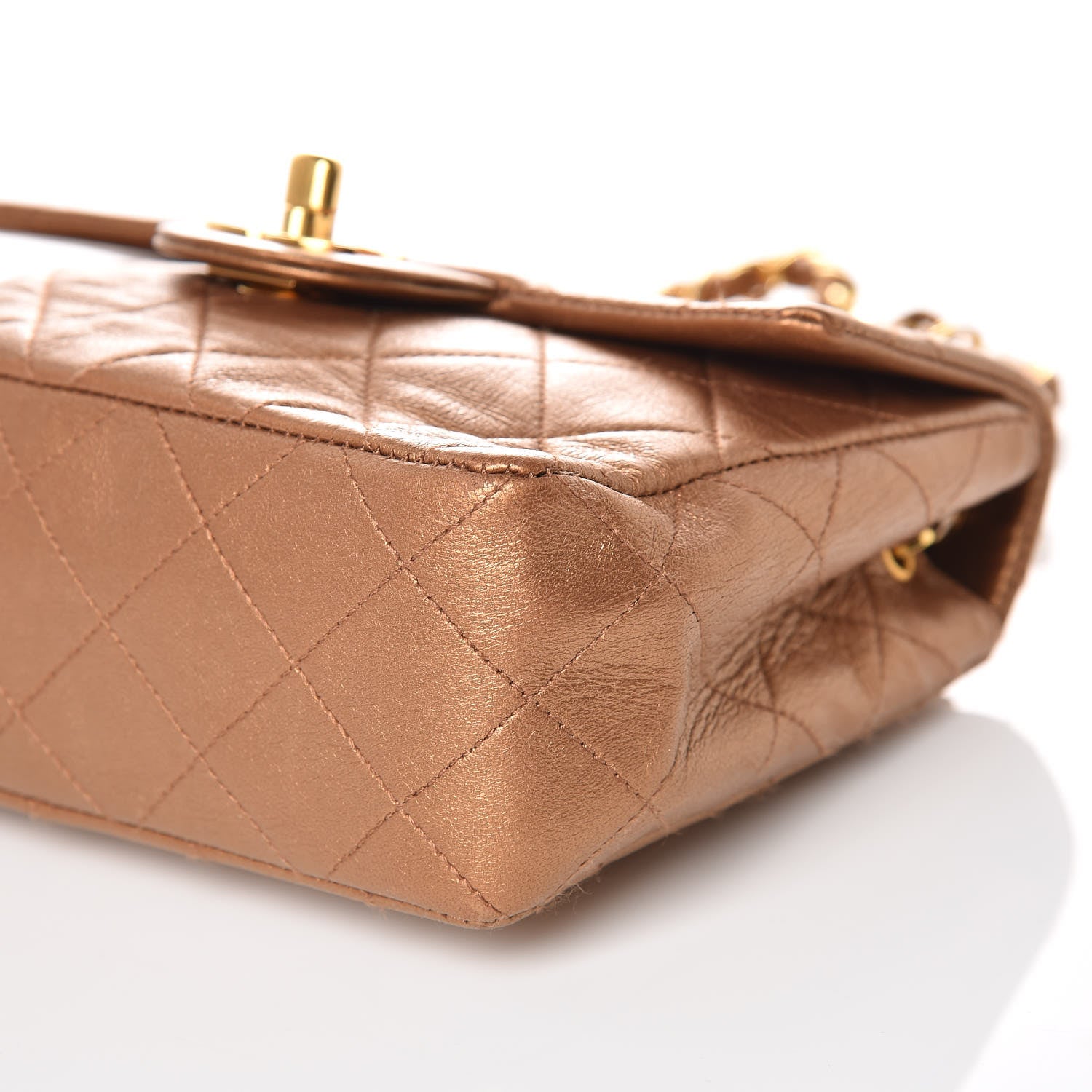 Chanel Metallic Lambskin Quilted Mini Square Flap Bronze 14 of 14