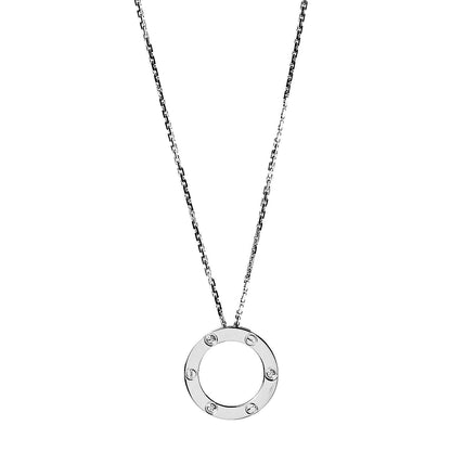 Cartier 18K White Gold 3 Diamonds LOVE Pendant Necklace 1 of 7