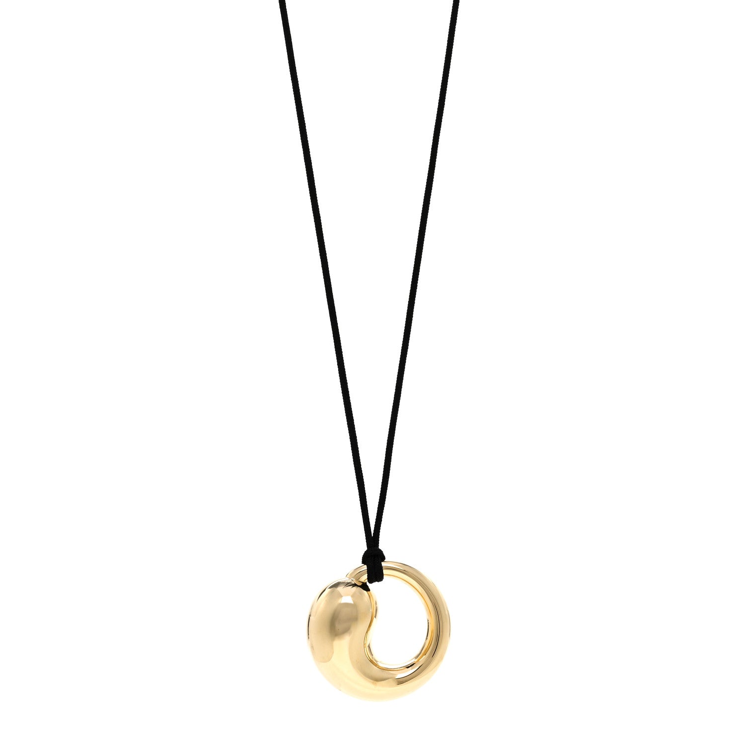 Tiffany 18K Yellow Gold Elsa Peretti Eternal Circle Pendant Cord Necklace 1 of 4