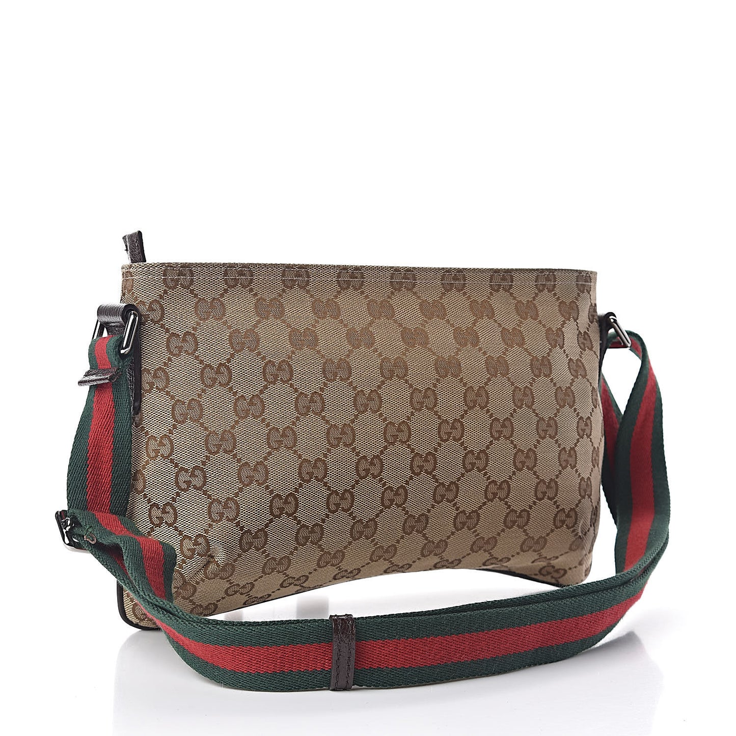 Monogram Web Small Flat Messenger Crossbody Dark Brown