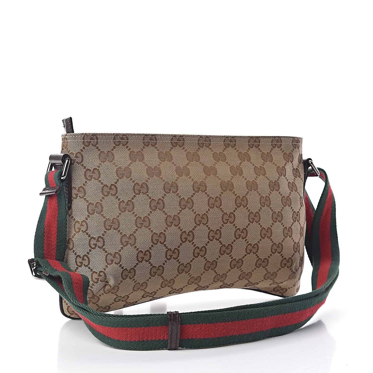 Gucci Monogram Web Small Flat Messenger Crossbody Dark Brown 3 of 10