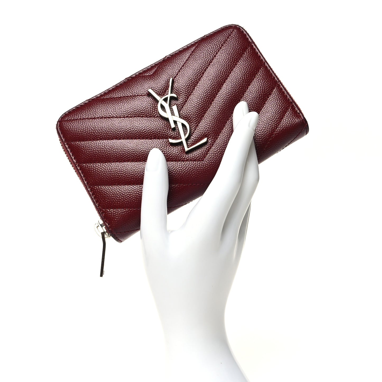Grain De Poudre Matelasse Chevron Monogram Zip Around Wallet Palissandre
