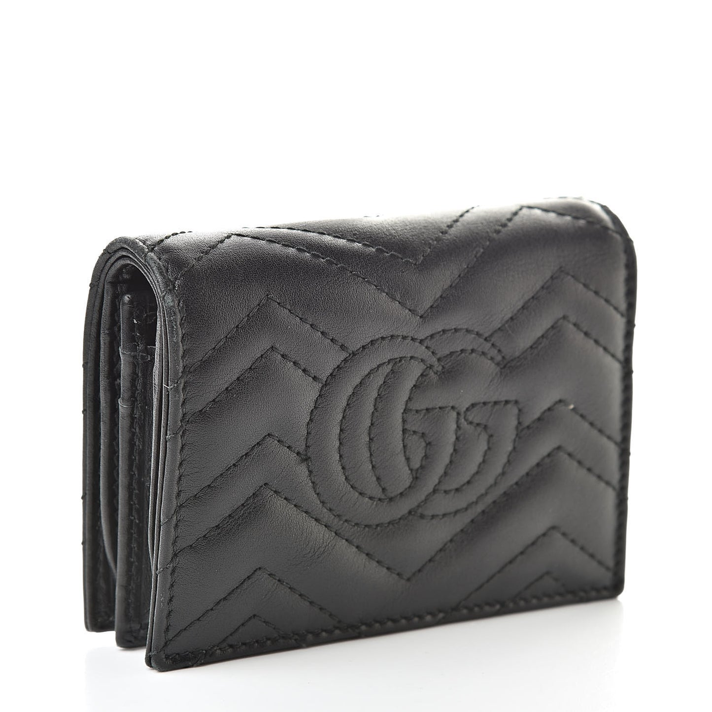 Calfskin Matelasse GG Marmont Card Case Wallet Black