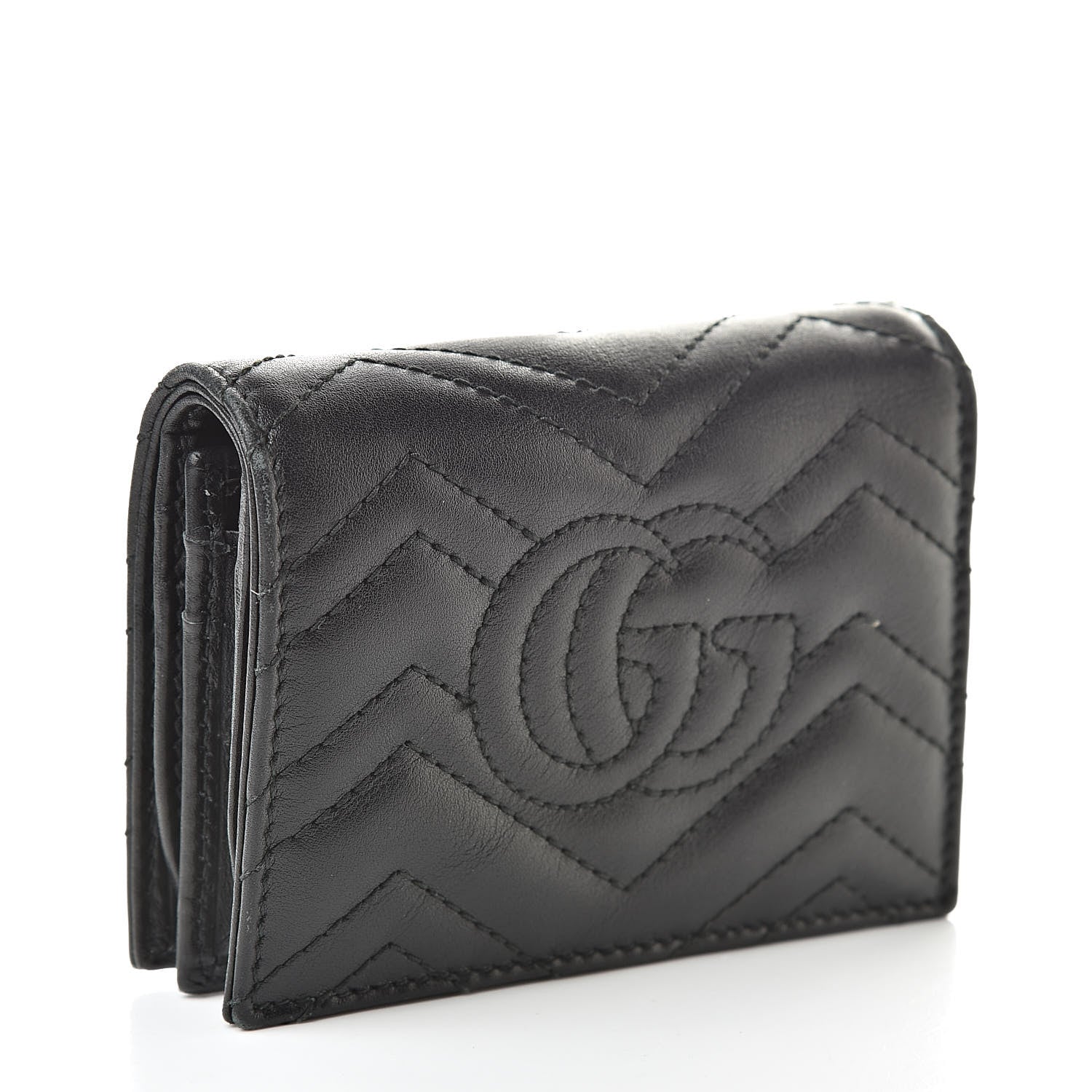 Gucci Calfskin Matelasse GG Marmont Card Case Wallet Black 3 of 8